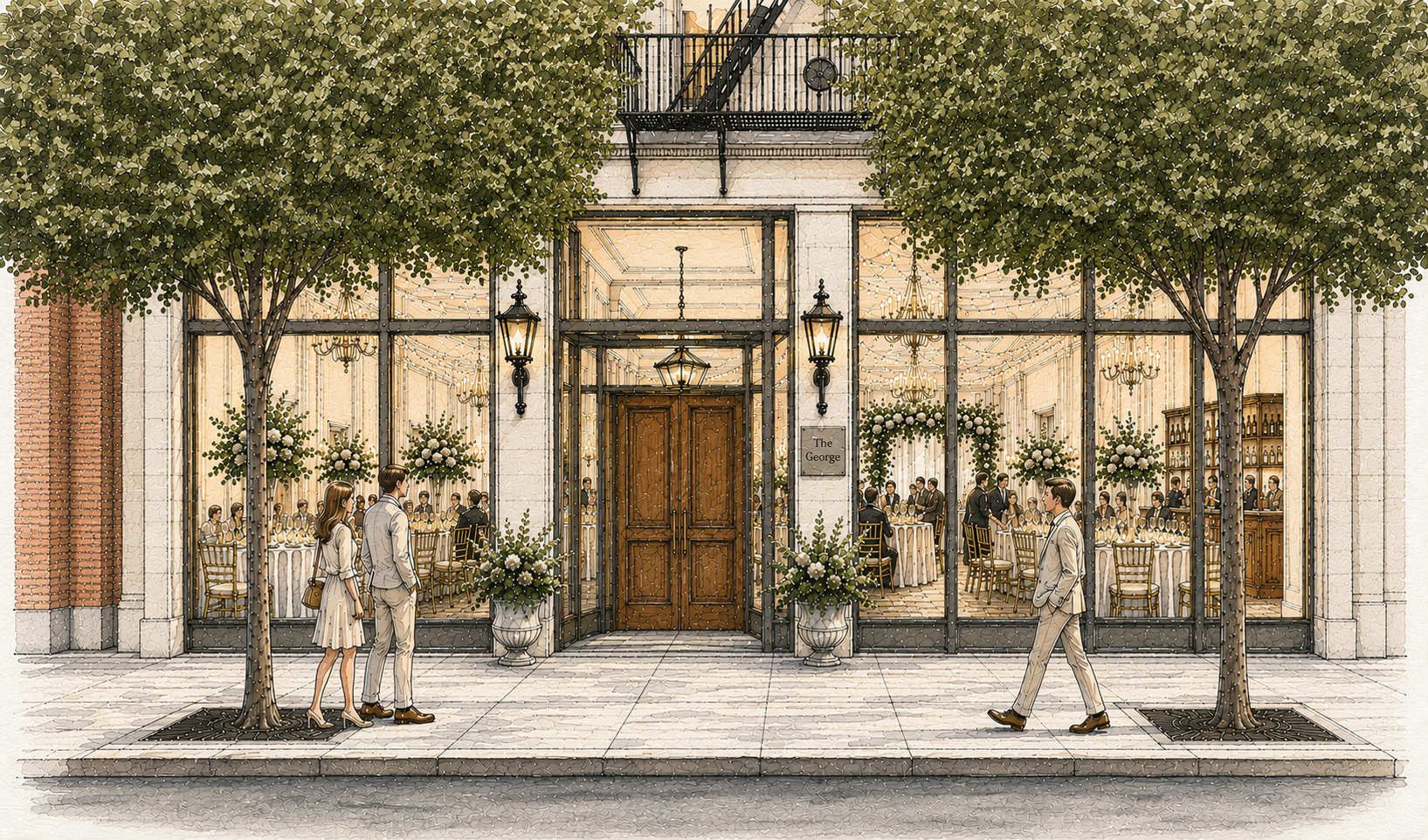 The George, 1827 1st Avenue North, Birmingham, watercolor rendering